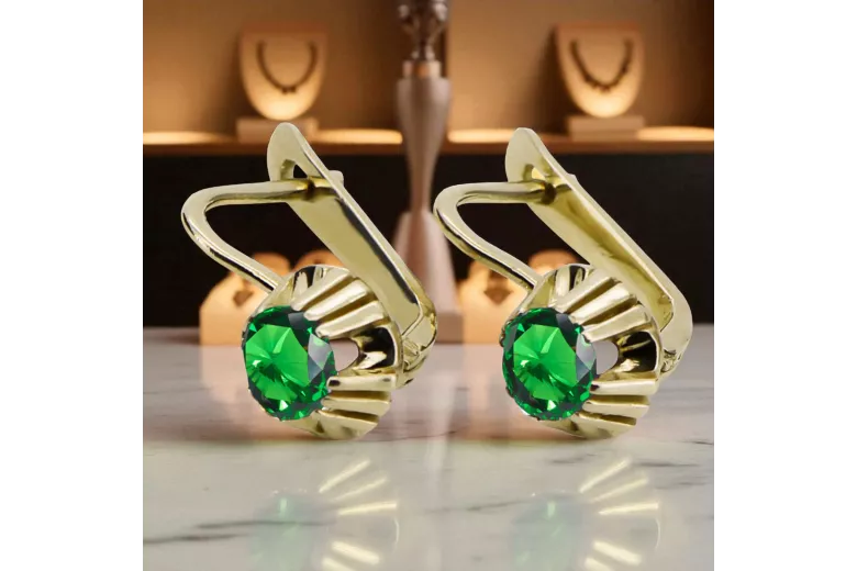 Σμαράγδι Κίτρινος χρυσός 14 καρατίων  Vintage style vec027y